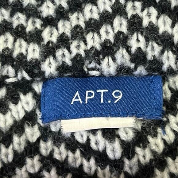 Apt. 9 Black White Chevron Open Front Riding Cape Cardigan Sweater Jacket Coat M - Picture 4 of 4